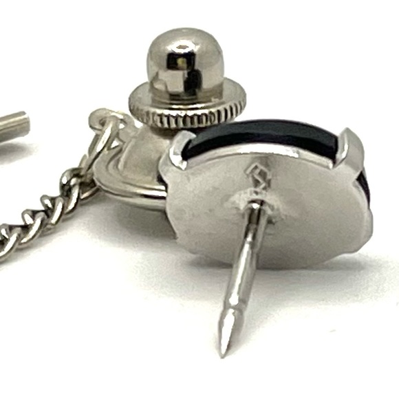Vintage silver plated And black onyx stone Tie Tack - Picture 2 of 4